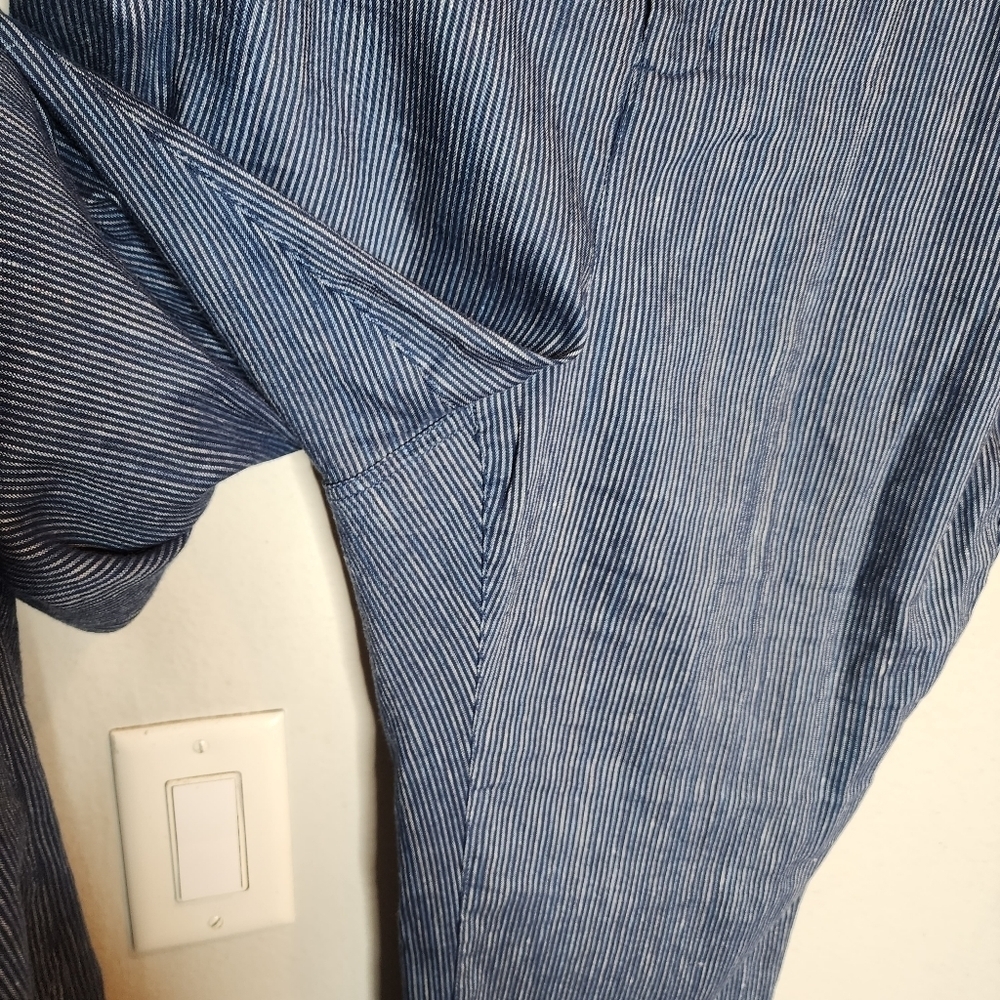 NYDJ Linen Blend Blue Stripe Pants Lift×Tuck Women's Size 16 - Picture 6 of 16